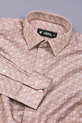 Desert Sand Check Pattern Printed Cotton  Shirt