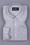 White With Gray Pencil Stripe Cotton Shirt