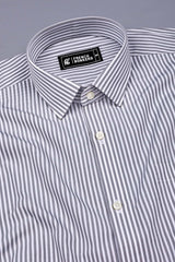White With Gray Pencil Stripe Cotton Shirt