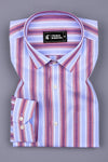 Sky Blue With Multicolor Stripe Cotton Shirt