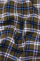 Green With Multicolor Check Cotton Shirt