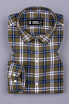 Green With Multicolor Check Cotton Shirt