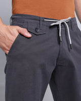 Stylish Charcoal Grey Stretch Cotton Shorts
