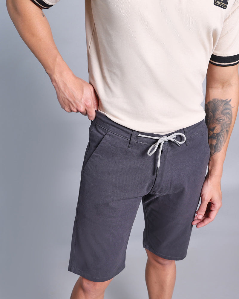 Charcoal Grey Stretch Cotton Shorts