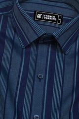 Navy Blue With Rama Green Stripe Cotton Shirt