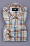 Cream With Brown Check Shirt