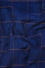 Indigo Blue With Orange windowpane Check Shirt