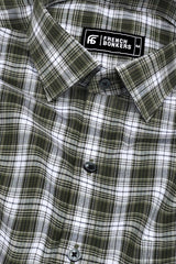 Green With White Check Shirt