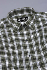 Green With White Check Shirt