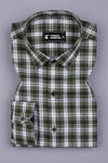 Green With White Check Shirt