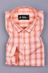 Salmon Pink With Brown Buffalo Check Shirt