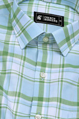 Green With Blue Windowpane Check Shirt