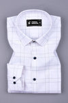 White with Rama green Windowpane Check Shirt