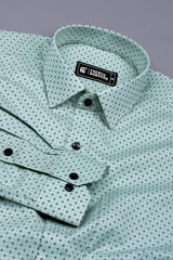 Light Green With Black And White Print Shirt