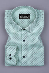 Light Green With Black And White Print Shirt