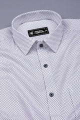 White With Black Printed Cotton Shirt