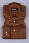 Pecan Brown Twill Printed Cotton Shirt