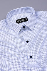 White with Blue Rhombus Shape Printed shirt