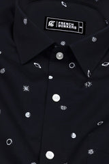 Black With White Space Printed Cotton Shirt