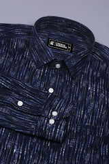 Navyblue With Blue And White Printed Cotton Shirt