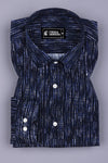 Navyblue With Blue And White Printed Cotton Shirt