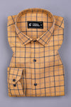 Biscuit Cream With Black Check Shirt