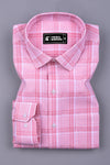 Candy Pink With White Seersucker Check Shirt