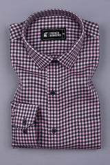 Baby Pink With Black Check Cotton shirt