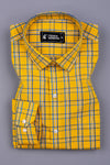 Lemon Yellow with Blue Poplin Check Shirt