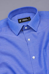 Blue Dobby Texture Cotton Shirt