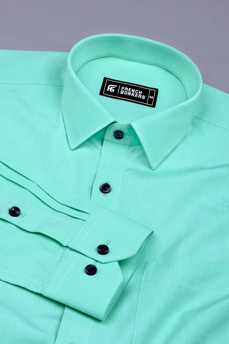 Mint Green Solid Cotton Shirt – Hamercop