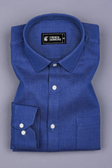 Steel Blue Solid Cotton Shirt