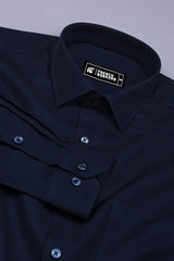 Dark Blue Python Shaped Cotton Shirt