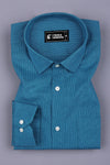 Royal Blue Houndstooth Cotton Shirt
