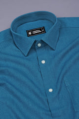 Royal Blue Houndstooth Cotton Shirt