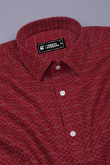 Maroon With White And Black Printed Shirt