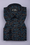 Deep Navy blue Geometrical Printed Cotton shirt