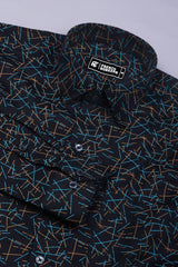 Deep Navy blue Geometrical Printed Cotton shirt