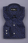 Abstract Blue Floral Pattern Cotton Shirt