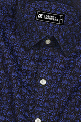 Abstract Blue Floral Pattern Cotton Shirt