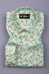 Mint Green Vintage Floral Pattern Cotton Shirt