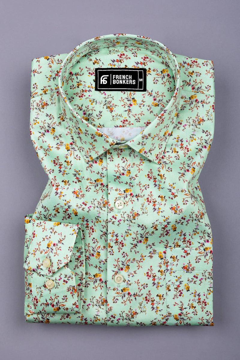 Mint Green Floral Shirt for Men – Hamercop