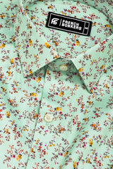 Mint Green Vintage Floral Pattern Cotton Shirt