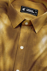 Mustard Yellow with White Grid Pattern Printed Shirt