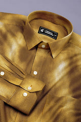 Mustard Yellow with White Grid Pattern Printed Shirt
