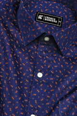 Cruse Navy blue Geometrical Motif Printed Cotton Shirt