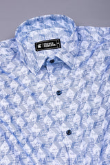 White with Optical Shades Printed Cotton Shirt