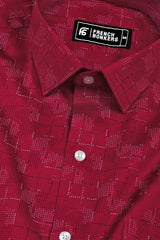 Ruby Red with White Dot Geometrical Printed Shirt