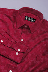 Ruby Red with White Dot Geometrical Printed Shirt