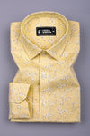 Candy Yellow with Black Sprinkle Printed Cotton shirt